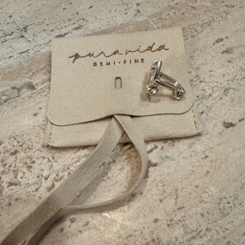 Pura Vida Sterling Silver Diamond Hoops